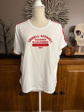 Unwell Apparel California 1994 White Red Stripe Graphic T-Shirt